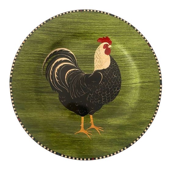 Set of 4 Sakura Warren Kimble 1999 Rooster Salad Dessert Plates Stoneware 8 1/4" - Picture 4 of 10
